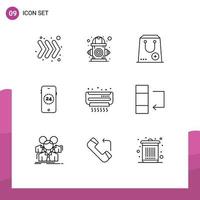 Outline Pack of 9 Universal Symbols of air shopping add online package Editable Vector Design Elements
