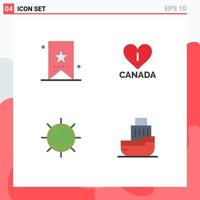 Universal Icon Symbols Group of 4 Modern Flat Icons of book biology tag heart experiment Editable Vector Design Elements