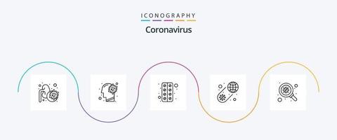 Coronavirus Line 5 Icon Pack Including bacteria. covid. brain. coronavirus. worldwide vector