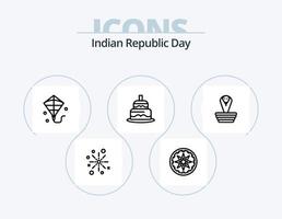 Indian Republic Day Line Icon Pack 5 Icon Design. indian. sign. celebrate. flag. fireworks vector