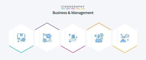 Business And Management 25 Blue icon pack including entrepreneur. avatar. cash back. specialist. account vector