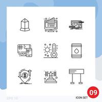 Stock Vector Icon Pack of 9 Line Signs and Symbols for education monitor pie computer design Editable Vector Design Elements