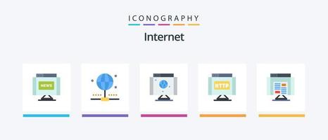 Internet Flat 5 Icon Pack Including data. application. internet. link. http. Creative Icons Design vector