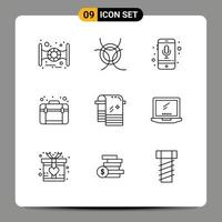 Modern Set of 9 Outlines Pictograph of towel bath phone web design Editable Vector Design Elements