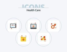 cuidado de la salud paquete de iconos planos 5 diseño de iconos. género. en línea. máquina. médico. cuidado de la salud vector