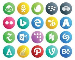 20 Social Media Icon Pack Including stockoverflow shazam edge houzz outlook vector