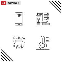 Modern Set of 4 Filledline Flat Colors Pictograph of phone information back data fast food Editable Vector Design Elements