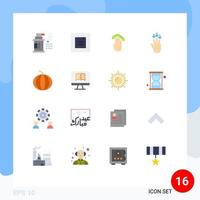User Interface Pack of 16 Basic Flat Colors of watermelon gestures four arrow finger Editable Pack of Creative Vector Design Elements