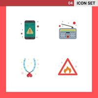 4 User Interface Flat Icon Pack of modern Signs and Symbols of app jewel interface media present Editable Vector Design Elements