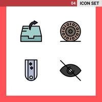 paquete de iconos de vector de stock de 4 signos y símbolos de línea para elementos de diseño de vector editables de ojo de diamantes de donut de rango de correo