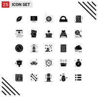 Solid Glyph Pack of 25 Universal Symbols of grand sale ruler play control scary Editable Vector Design Elements