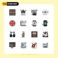 Universal Icon Symbols Group of 16 Modern Flat Color Filled Lines of structure grid account constructing statements Editable Creative Vector Design Elements