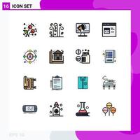 Mobile Interface Flat Color Filled Line Set of 16 Pictograms of php develop speaker coding voice Editable Creative Vector Design Elements