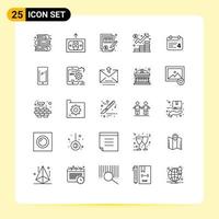 Line Pack of 25 Universal Symbols of calender management balance growth business Editable Vector Design Elements