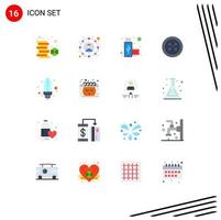 16 Thematic Vector Flat Colors and Editable Symbols of energy sew share fastener button Editable Pack of Creative Vector Design Elements