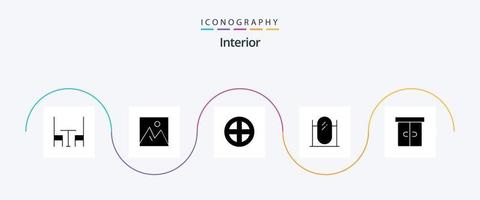 Interior Glyph 5 Icon Pack Including decor. interior. decoration. furniture. window vector