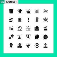 Pictogram Set of 25 Simple Solid Glyphs of dish server coconut sprint iteration Editable Vector Design Elements