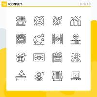 User Interface Pack of 16 Basic Outlines of ramadan asia share architecture holding Editable Vector Design Elements