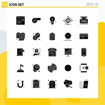 Solid Glyph Pack of 25 Universal Symbols of store open education web internet Editable Vector Design Elements