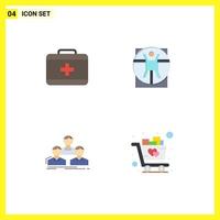 Set of 4 Modern UI Icons Symbols Signs for bag group virtruvian scane team Editable Vector Design Elements