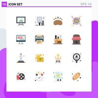 16 Universal Flat Color Signs Symbols of coding computer education space galaxy Editable Pack of Creative Vector Design Elements