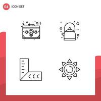 4 Line concept for Websites Mobile and Apps bag ruler office pot beach Editable Vector Design Elements