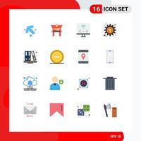 16 Universal Flat Colors Set for Web and Mobile Applications books watch computer time gear Editable Pack of Creative Vector Design Elements