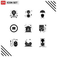 Stock Vector Icon Pack of 9 Line Signs and Symbols for maps map insurance google shield Editable Vector Design Elements
