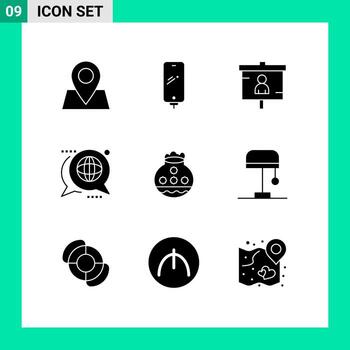 9 Solid Glyph concept for Websites Mobile and Apps message forum business discussion seo Editable Vector Design Elements