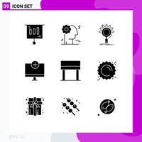 9 Thematic Vector Solid Glyphs and Editable Symbols of desk gadget search devices add Editable Vector Design Elements