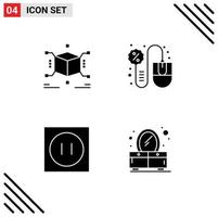 4 Creative Icons Modern Signs and Symbols of cube appliances box cyber monday modern Editable Vector Design Elements