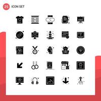 Stock Vector Icon Pack of 25 Line Signs and Symbols for presentation sign contact paper mobile Editable Vector Design Elements