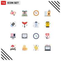 Pictogram Set of 16 Simple Flat Colors of shop buy pump bag time Editable Pack of Creative Vector Design Elements