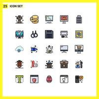 User Interface Pack of 25 Basic Filled line Flat Colors of battery chat ableton mail sequencer Editable Vector Design Elements