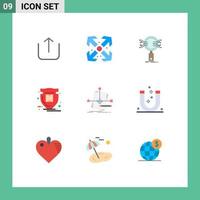 Modern Set of 9 Flat Colors Pictograph of foretelling algorithm information parcel protection Editable Vector Design Elements