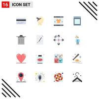 Universal Icon Symbols Group of 16 Modern Flat Colors of trash cooking basket microwave oven Editable Pack of Creative Vector Design Elements