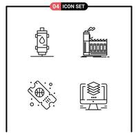 Pack of 4 Modern Filledline Flat Colors Signs and Symbols for Web Print Media such as heater manufacturing hot factory basketball Editable Vector Design Elements