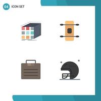 Editable Vector Line Pack of 4 Simple Flat Icons of abstract business dimensional skateboard suitcase Editable Vector Design Elements