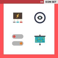 Group of 4 Modern Flat Icons Set for brainstorming interface solution thinking view Editable Vector Design Elements