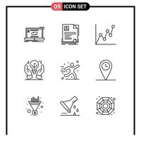 Group of 9 Outlines Signs and Symbols for hobbies idea agreement business money Editable Vector Design Elements