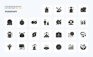 25 Investment Solid Glyph icon pack vector