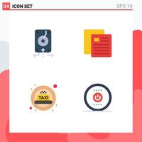 Modern Set of 4 Flat Icons Pictograph of backup cab server school taxi Editable Vector Design Elements