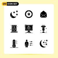 9 Creative Icons Modern Signs and Symbols of modelling cube mail window home Editable Vector Design Elements