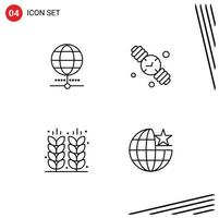 4 Universal Filledline Flat Colors Set for Web and Mobile Applications globe farm world fathers day field Editable Vector Design Elements