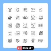 Line Pack of 25 Universal Symbols of storage empty center document archive Editable Vector Design Elements