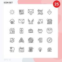 User Interface Pack of 25 Basic Lines of idea download send direction arrow Editable Vector Design Elements