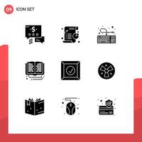 Pictogram Set of 9 Simple Solid Glyphs of box online learning computer online education Editable Vector Design Elements