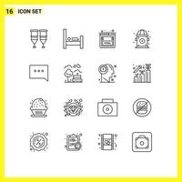 Pack of 16 creative Outlines of chat hydrant sleep life marketing Editable Vector Design Elements