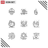 Pack of 9 creative Outlines of christmas pin click worldwide location Editable Vector Design Elements