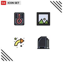 Universal Icon Symbols Group of 4 Modern Filledline Flat Colors of temperature curved frame photo up Editable Vector Design Elements